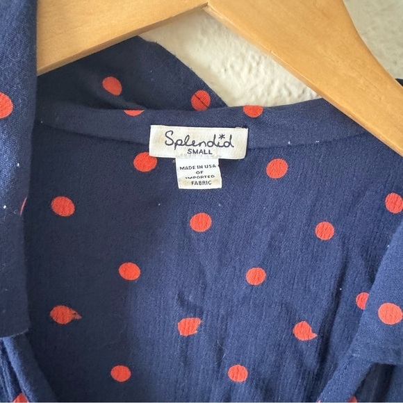 Splendid Button Up Polka dot Blouse - Picture 2 of 3